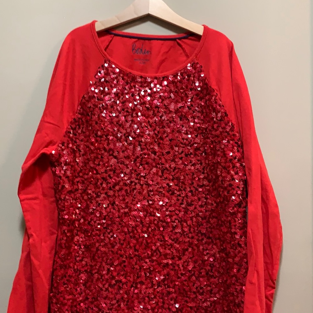 Mini boden sequin long sleeve shirt